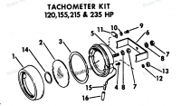INSTRUMENTS-SUN SHIELDED TACHOMETER KIT 120,155,215 & 235 HP