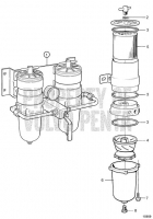 Fuel Cleaner / Water Separator, Twin. Classifiable Fuel System. Earlier Production D12D-A MH, D12D-B MH, D12C-A MP, D12D-A MP, D12D-B MP, D12D-E MP, D12D-F MP, D12D-G MP, D12D-H MP