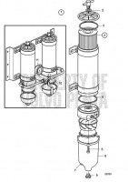 Fuel Cleaner / Water Separator, Twin. Classifiable Fuel System. Later Production TAMD71B, TAMD73P-A, TAMD73WJ-A