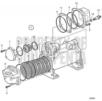 Oil Cooler for Reverse Gear, Components D16C-A MH, D16C-B MH, D16C-C MH
