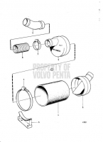 Water Cooled Exhaust Muffler with Installation Components AD30A, AQAD30A, MD30A, TAMD30A, TMD30A
